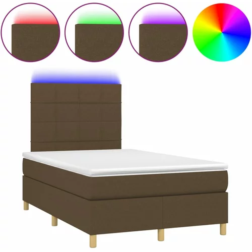 vidaXL Box spring postelja z vzmetnico LED tem. rjava 120x190 cm blago, (21111177)