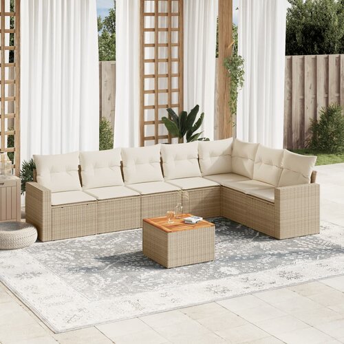 VidaXL 8-dijelni set vrtnih sofa od poliratana s jastucima bež Slike