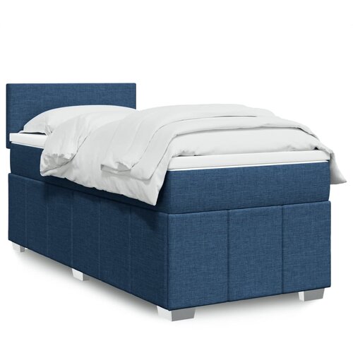 vidaXL Box spring postelja z vzmetnico modra 90x200 cm blago Cene
