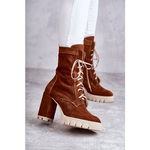 PA2 Women's Suede Boots On The Platform Brown Edna Cene