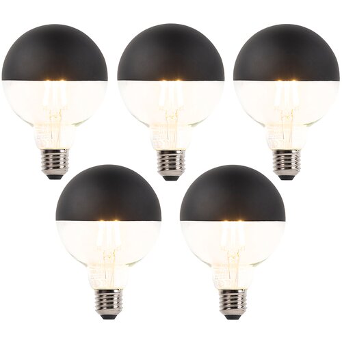 LUEDD Komplet 5 zatemljivih LED žarnic z žarilno nitko E27 G95 črne barve 550 lm 2700 K Cene