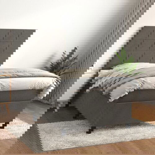 The Living Store Box spring postelja z vzmetnico temno siv 90x190 cm žamet - Box Spring Postelja, (21492015) Slike