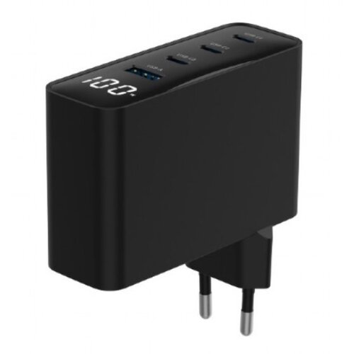 Gembird TA-UC-PDQC100LCD-01-BK 4-port 100W gan usb fast charger, lcd, black Slike