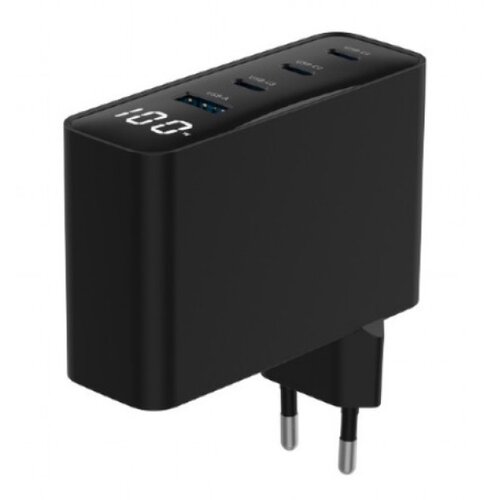 Gembird USB punjač 3xType-C + USB-A , 4-port 100W GaN USB fast charger, LCD, black, GEMBIRD, TA-UC-PDQC100LCD-01-BK Slike