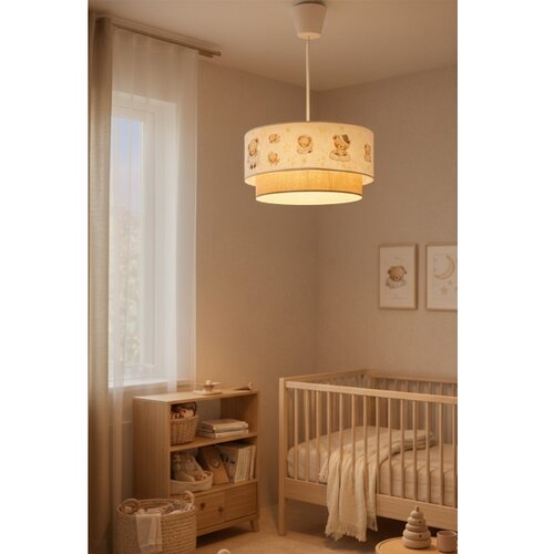  Brilagi- LED dečiji luster na sajli BOBO 1xE27/10W/230V, prečnik 40 cm, bela/bež/sa motivom medvedića Slike