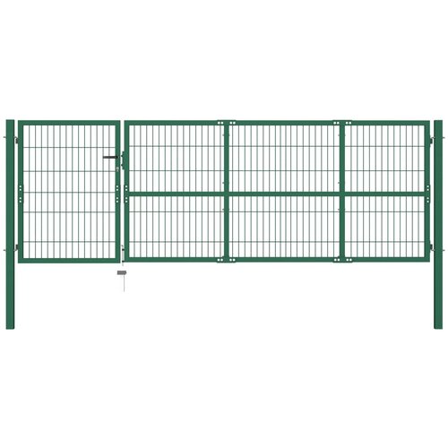 vidaXL vrtna vrata za ogradu sa stupovima 350 x 100 cm čelična zelena Cijene