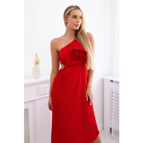 Kesi Women&amp;#039;s pleated dress with flower - red Slike