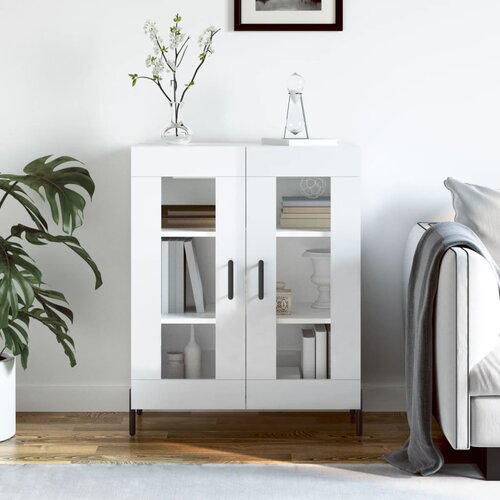 vidaXL Komoda visok sijaj bela 69,5x34x90 cm inženirski les Cene