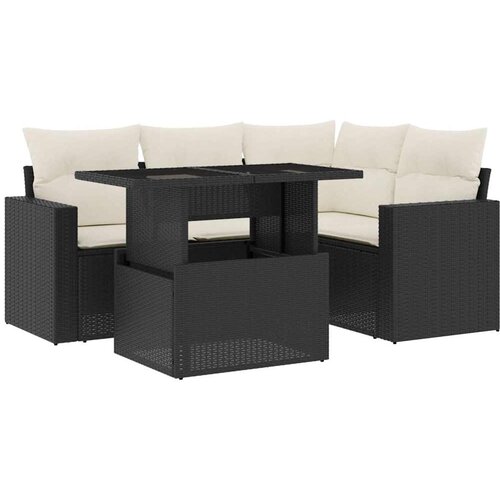  5-dijelna vrtna garnitura od poliratana s jastucima crna 100 x 55 x 73 cm Slike