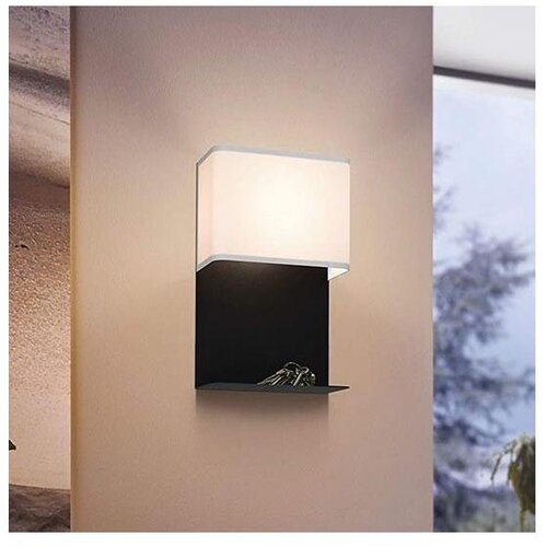 Eglo Galdakao zidna/led, 5,4w, 410lm, crna/čelik/bijela/tekstil s policom Slike