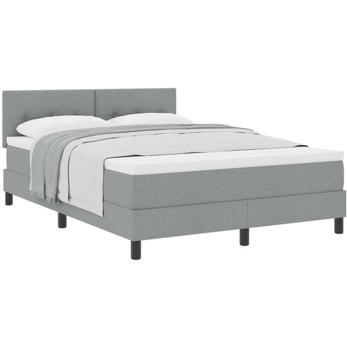 VidaXL krevet s kutijom s madracem svjetlosiv 140x190 cm Tkanina Slike