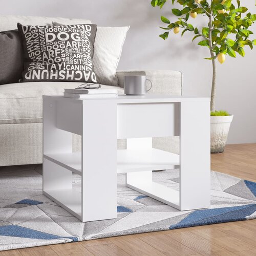 vidaXL Klubska mizica bela 55,5x55x45 cm konstruiran les Cene