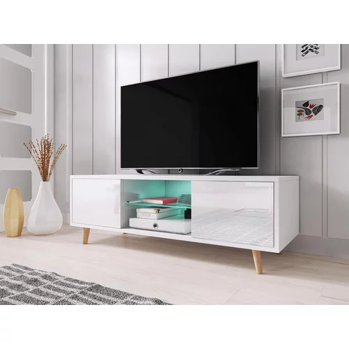 Sijaj TV omarica LARS bela visoki sijaj 140 cm + LED
