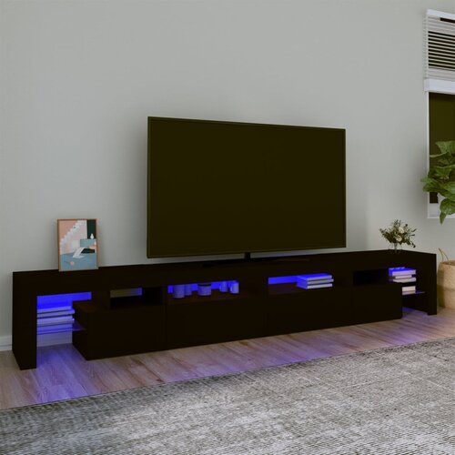 VidaXL TV omarica z LED lučkami črna 280x36,5x40 cm Slike