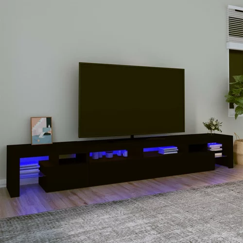 vidaXL TV omarica z LED lučkami črna 280x36,5x40 cm