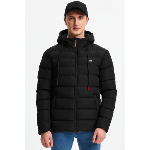 River Club Men's Black Lined Water and Windproof Sports Winter Puffer Coat Slike