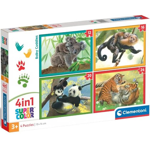 Clementoni Životinje s mladuncima 4 u 1 puzzle od 12, 16, 20 i 24 komada - Cene