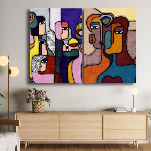 WALLXPERT 2P70100C007 Multicolor Decorative Canvas Painting (2 Pieces) Cene