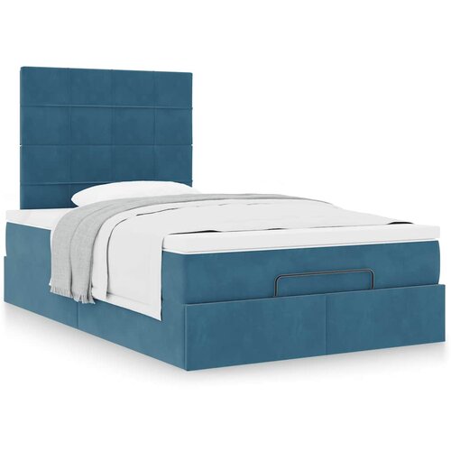 vidaXL Otomanski posteljni okvir z vzmetnicami moder 120x190cm žamet Cene