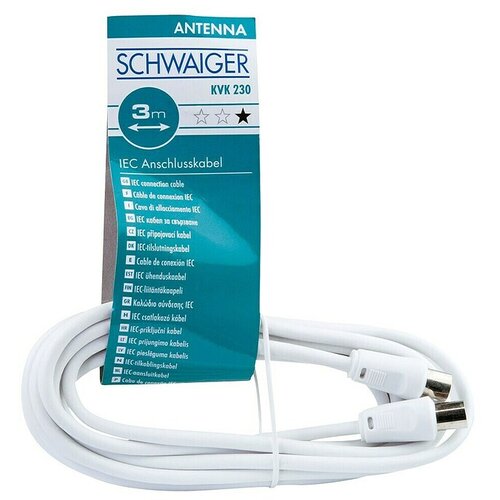 SCHWAIGER Priključni kabel za anteno (3 m, Bele barve, 75 dB, IEC vtič, IEC vtičnica) Cene