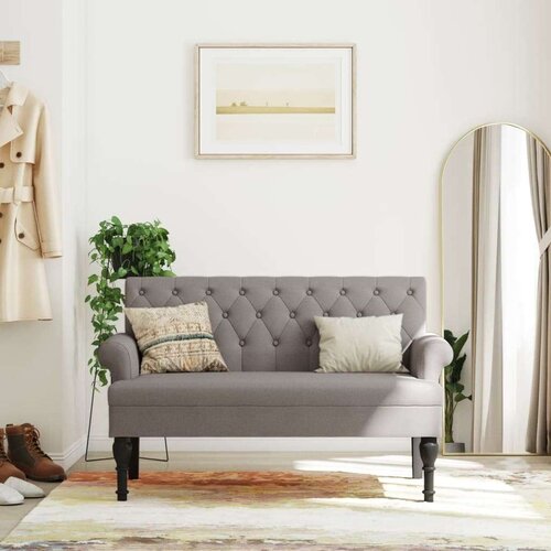  Klupa s naslonom smeđesiva 120 x 62 x 75 5 cm od tkanine Cijene