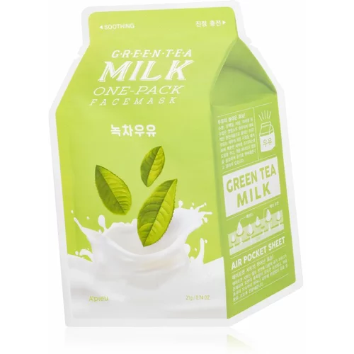 A_PIEU One-Pack Milk Mask Green Tea umirujuća sheet maska za mješovitu i masnu kožu 21 g