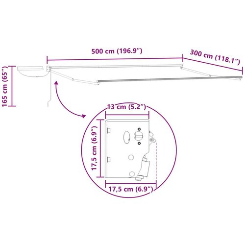  Električna retraktabilna tenda Plava i bijela 5 x 3 m - Antracit Plava i bijela 5 x 3 m Slike