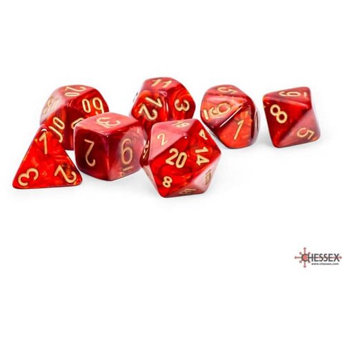 Chessex kockice - scarab mega-hedral - scarlet & gold (7) Slike