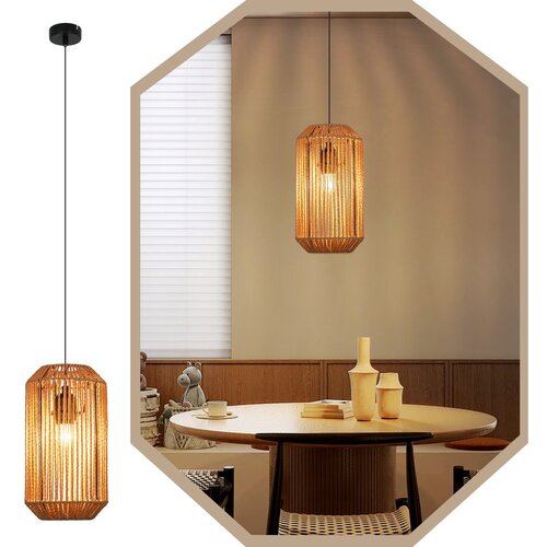 Nettlife viseča vintage jedilna miza z 1 žarnico, vrvjo iz konoplje, lanterna dizajn E27 svetilka za jedilnico, (22123060) Cene