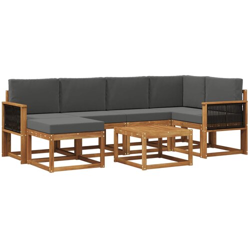 vidaXL Zunanja garnitura za sedenje 7 pcs Naravna in antracitna, (5000281934) Cene
