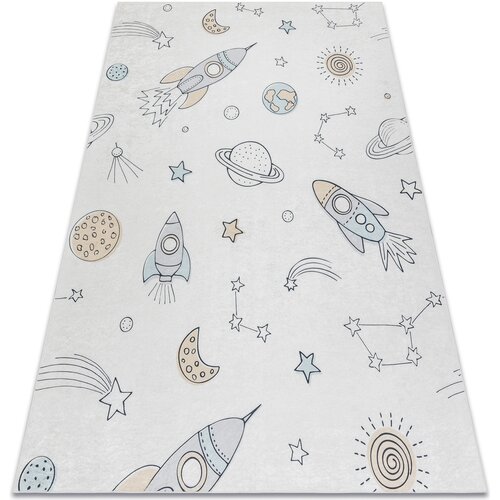 RugsX Preproge BAMBINO 1278 pralna preproga Vesolje, raketa za 80x150 cm Bež Cene