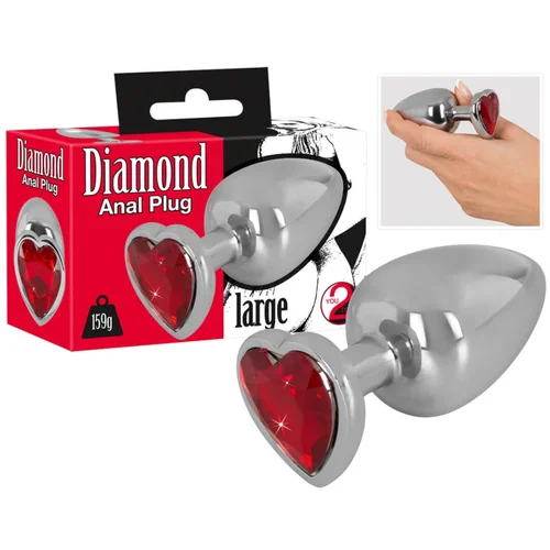 Igrače You2Toys - Diamond - 159g aluminijski analni dildo (srebrno-crveni)