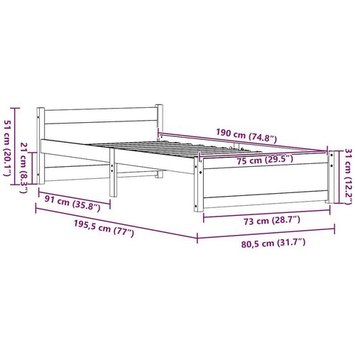  Krevetna konstrukcija s uzglavljem Vo&amp;scaron;tano smeđa 75 x 190 cm Slike