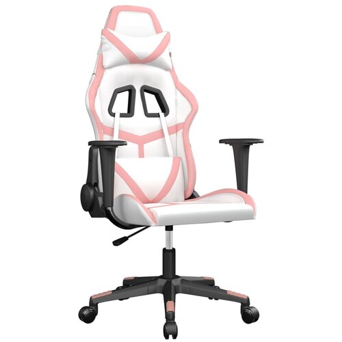 VidaXL Gaming stol Bela in roza umetno usnje, (21378321) Slike