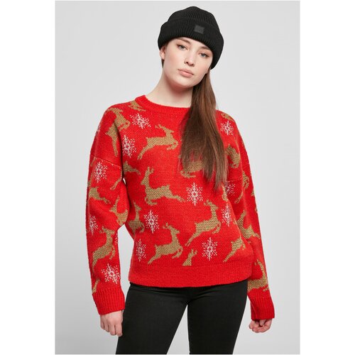 UC Ladies Women&amp;#039;s Oversized Christmas Sweater Red/Gold Slike