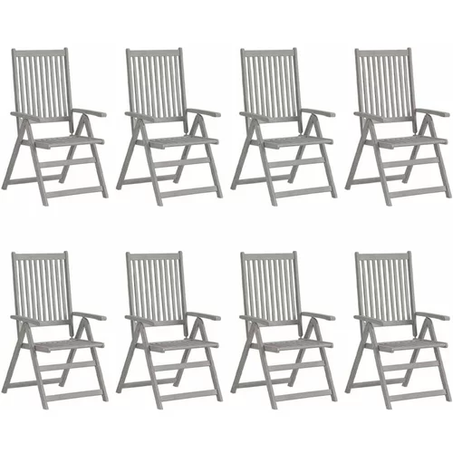  Vrtni nastavljivi stoli 8 kosov sivi trden akacijev les, (20661554)