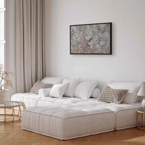  Slika - Marble flowers &amp;ndash; natural stone structure in pastel colours 90x60 U crnom drvenom okviru Slike