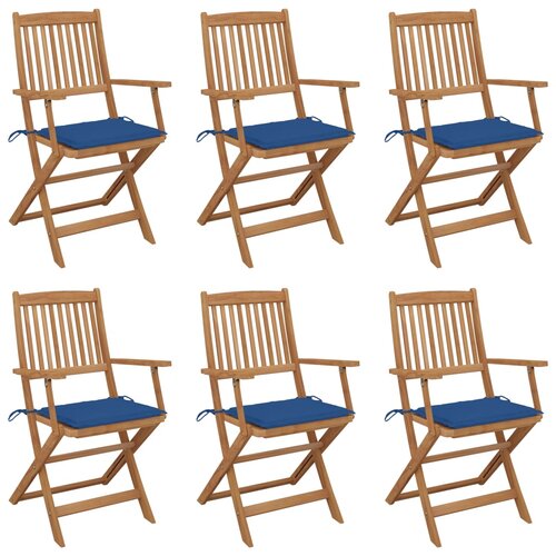  Sklopive vrtne stolice s jastucima 6 kom masivno bagremovo drvo Slike