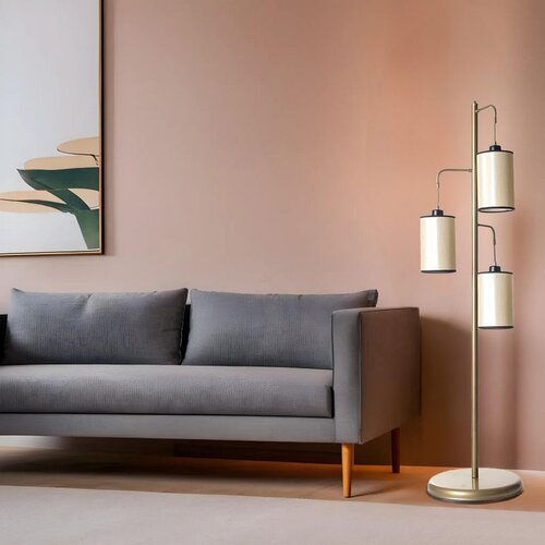Opviq jozef 3 Lü eskitme 15-3 abajurlu lambader whitegold floor lamp Slike