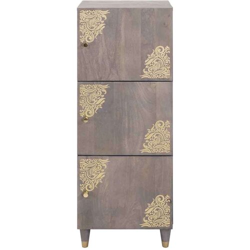 VidaXL Visok predalnik s predalom Siva in zlata 40 x 33.5 x 110 cm Slike