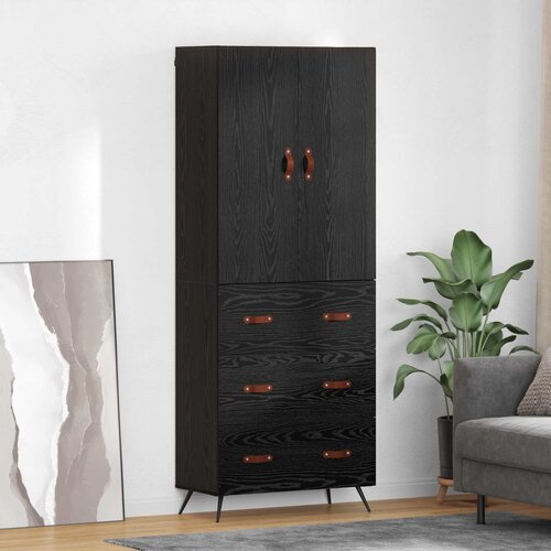 vidaXL Highboard Zidne Crni hrast 69,5 x 34 x 180 cm Konstruirano drvo Cijene