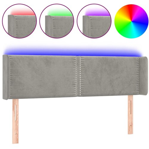 Maison Chic led posteljno vzglavje - vzglavna omarica - nočna omarica svetlo sivo 147x16x78/88 cm žamet, (21708893) Slike