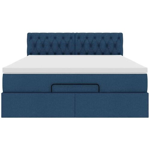  Otomanski krevet s madracem plavi 140x190cm od tkanine Slike