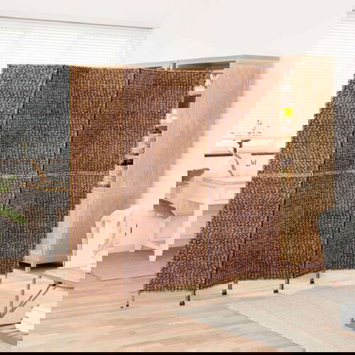 Sobna pregrada s 5 panela smeđa 205 x 180 cm od vodenog zumbula Slike