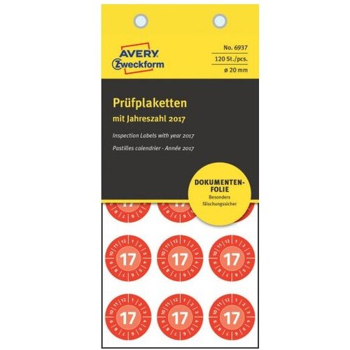 Avery Zweckform Kontrolne etikete z letnico, Ø 20 mm rdeča Cene