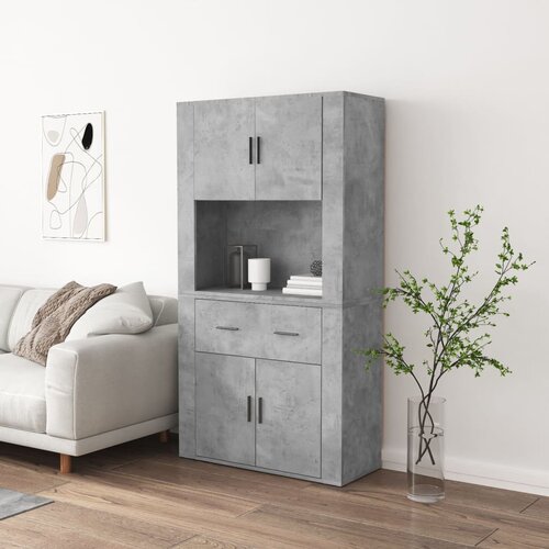 The Living Store Visoka omara betonsko siva inženirski les - Visoka Omara, (21429289) Cene