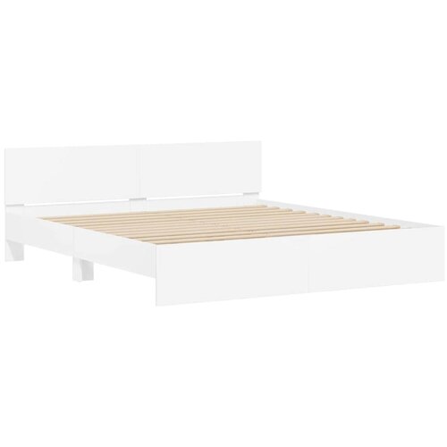 VidaXL Okvir kreveta s uzglavljem s uzglavljem Bijela 137 x 190 cm - Bijela Puni Slike
