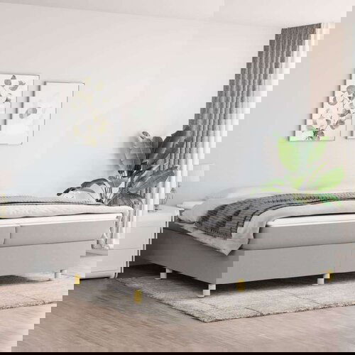  Za krevet s oprugama svjetlosivi 200x200 cm od tkanine Slike