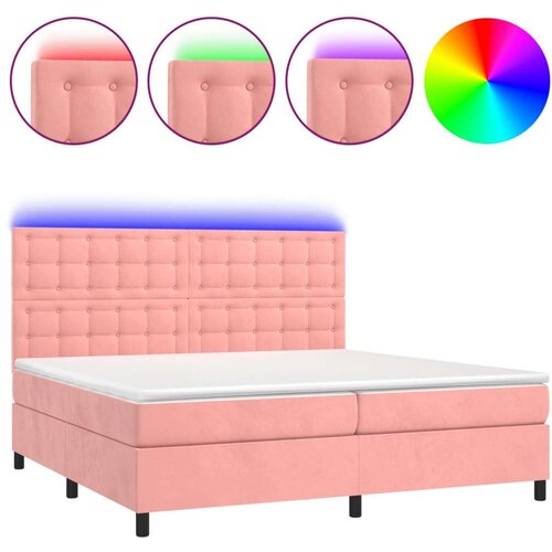  Box spring s madracem LED ružičasti 200x200cm bar&amp;scaron;unasti Slike