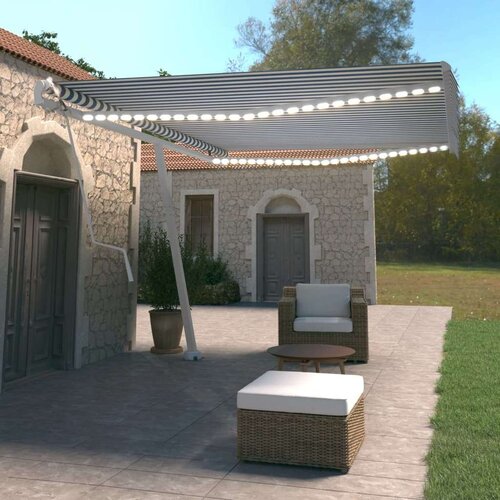  Automatska tenda sa senzorom LED 500x350 cm plavo-bijela Cijene